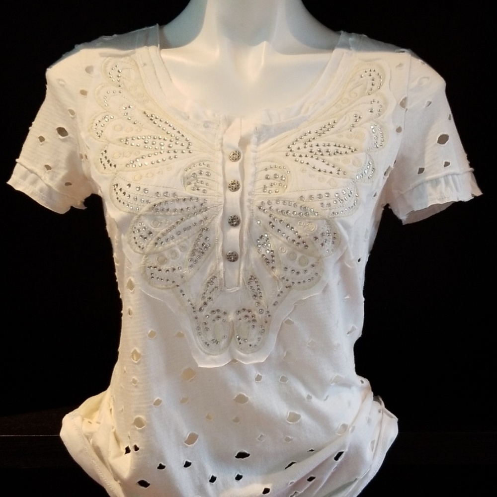 Mur Mur Cream Butterfly T-Shirt